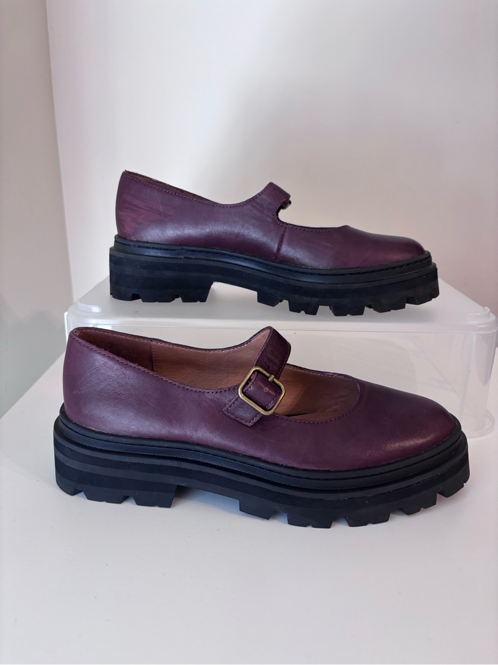 Madewell The Freya Platform Lugsole Mary Jane Burgundy Wine size 6.5